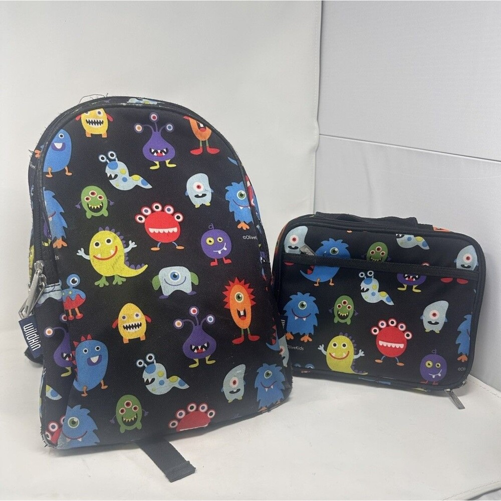 Wildkin Monsters Black Kids Backpack-12 “ Matching Lunchbox Pack